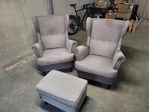 Strandmon zetel grijs IKEA, Huis en Inrichting, Fauteuils, Gebruikt, Ophalen