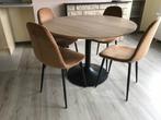ronde tafel en 4 stoelen, Huis en Inrichting, Ophalen, Kunststof, Rond, Zo goed als nieuw