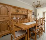 Woonkamer - Eiken kasten en Tafel met stoelen, Huis en Inrichting, Ophalen, Eikenhout, Zo goed als nieuw, 200 cm of meer