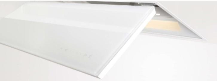 686 novy 90cm wit glas Fusion dampkap, Elektronische apparatuur, Afzuigkappen, Nieuw, Inbouw, Vlakschermkap, Motor, Recirculatie