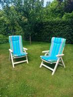 Twee tuinzetels "Grosfillex", Tuin en Terras, Tuinstoelen, Ophalen, Gebruikt