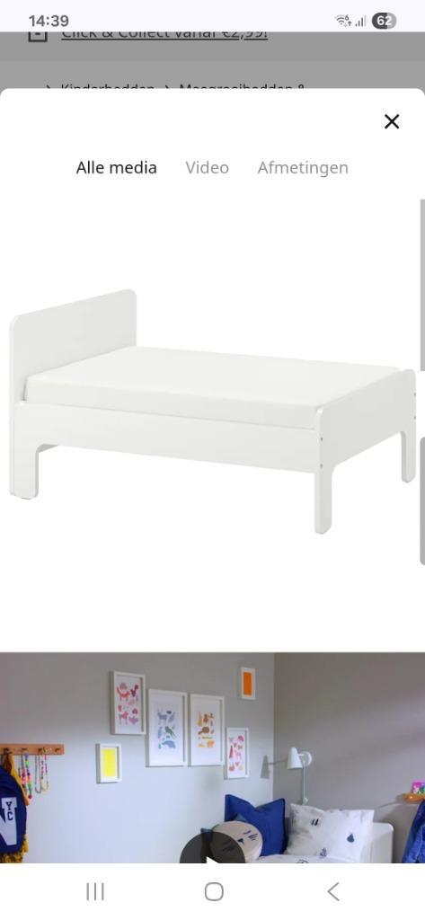 Meegroeibed ikea släkt, Kinderen en Baby's, Kinderkamer | Bedden, Zo goed als nieuw, 140 tot 160 cm, Lattenbodem, Matras, Ophalen