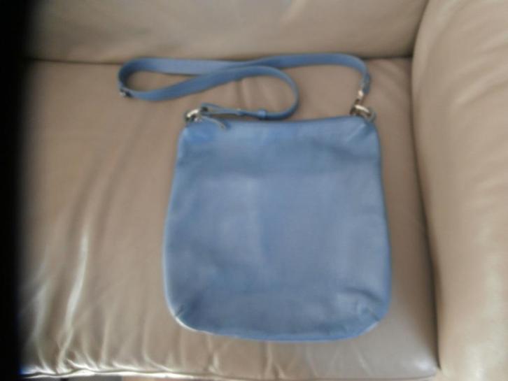 Mazarin blauwe leren tas, Handtassen en Accessoires, Tassen | Schoudertassen, Gebruikt, Blauw, Leer, Ophalen of Verzenden