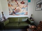Vintage zetel/bank groen leder., Ophalen