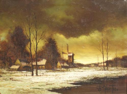 Robert Depoorter (1944-2023): Winterlandschap (O/D, 95x75cm), Antiek en Kunst, Kunst | Schilderijen | Klassiek, Verzenden