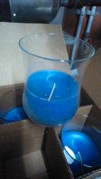 kaars in glas blauw windlicht kerst nieuwjaar verjaardag, Ophalen of Verzenden, Nieuw, Blauw, Kaars