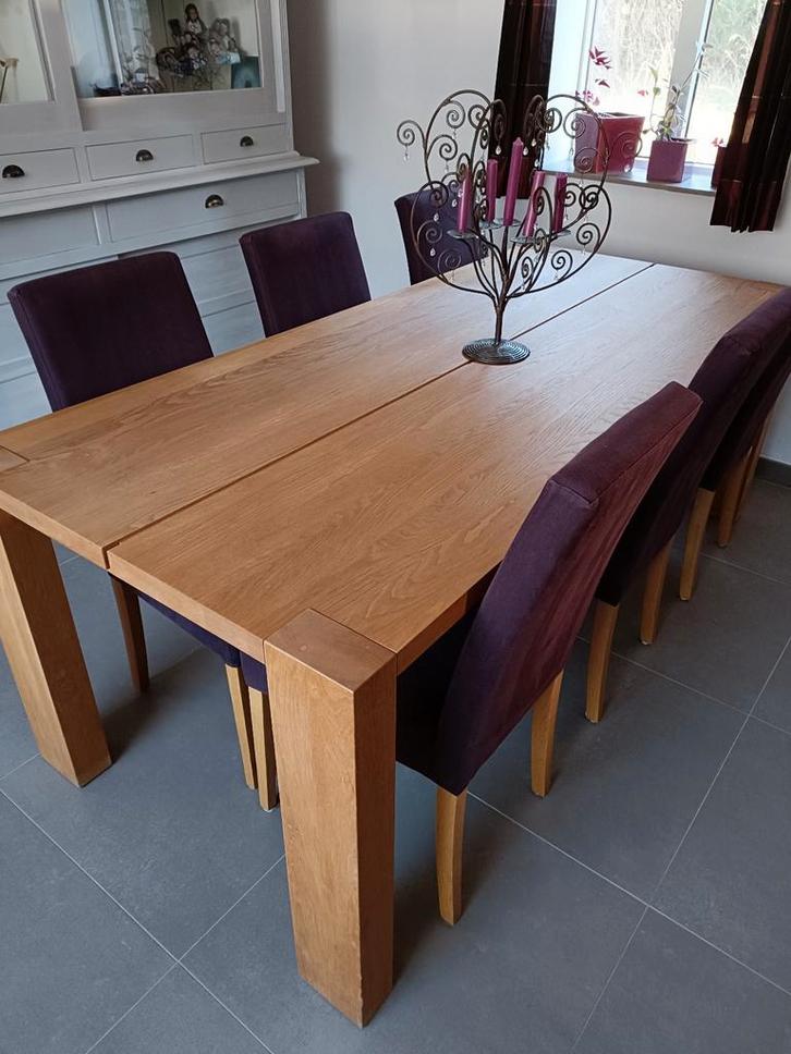 Magnifique table moderne en chêne massif, Huis en Inrichting, Tafels | Eettafels, Zo goed als nieuw, Eikenhout, Ophalen