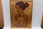 PIERRE BASTIN erotisch schilderij topwerk goud, Ophalen of Verzenden