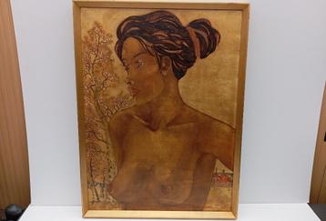 PIERRE BASTIN erotisch schilderij topwerk goud  beschikbaar voor biedingen