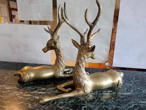 1 paar herten van verguld brons, Antiek en Kunst, Antiek | Brons en Koper, Brons, Ophalen of Verzenden