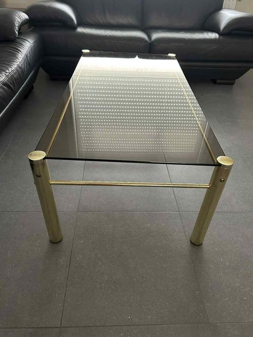 salontafel, Huis en Inrichting, Tafels | Salontafels, Gebruikt, 50 tot 75 cm, Rechthoekig, Glas, Ophalen