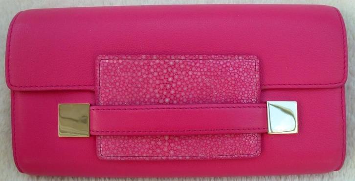Delvaux madame portefeuille long polo galuchat rose indien, Handtassen en Accessoires, Portemonnees, Zo goed als nieuw, Overige merken
