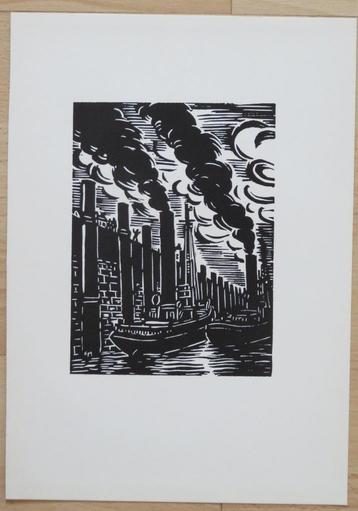 Houtsnede Frans Masereel: De Boelwerf te Temse disponible aux enchères