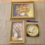 3 schilderijtjes met bloemen, Ophalen of Verzenden