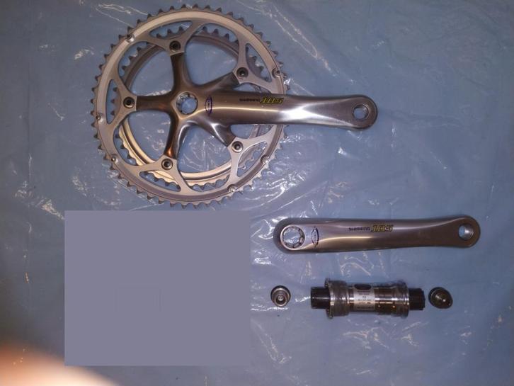 Retro Crankstel met trapas Shimano 105 type 5500, Fietsen en Brommers, Fietsonderdelen, Gebruikt, Racefiets, Overige typen, Ophalen of Verzenden