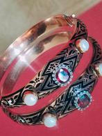 Antieke gouden geëmailleerde armband, Napoleon III tijdperk, Ophalen of Verzenden, Goud, Armband, Met edelsteen