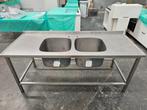 Dubbele wasbak tafel 200 x 80 cm - Wasbakken 50 x 50 x 35 cm, Ophalen