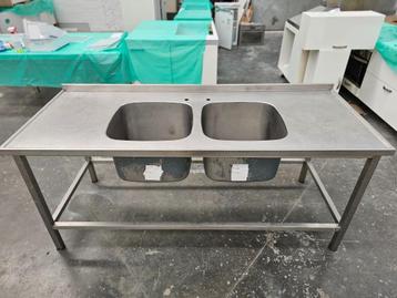 Dubbele wasbak tafel 200 x 80 cm - Wasbakken 50 x 50 x 35 cm, Enlèvement