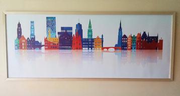 Silhouettes colorées de bâtiments célèbres belges beschikbaar voor biedingen