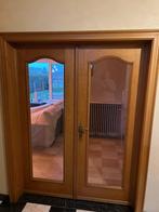 Eiken deur met glas raam, Doe-het-zelf en Bouw, Deuren en Vliegenramen, Gebruikt, Binnendeur, 200 tot 215 cm, Glas