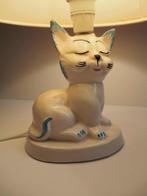 Vintage porselein kat lamp, 1970s, Ophalen, Zo goed als nieuw, Vintage, Overige typen