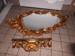 miroir mural avec sa console en bois style baroque dore, Antiquités & Art, Antiquités | Miroirs, Enlèvement