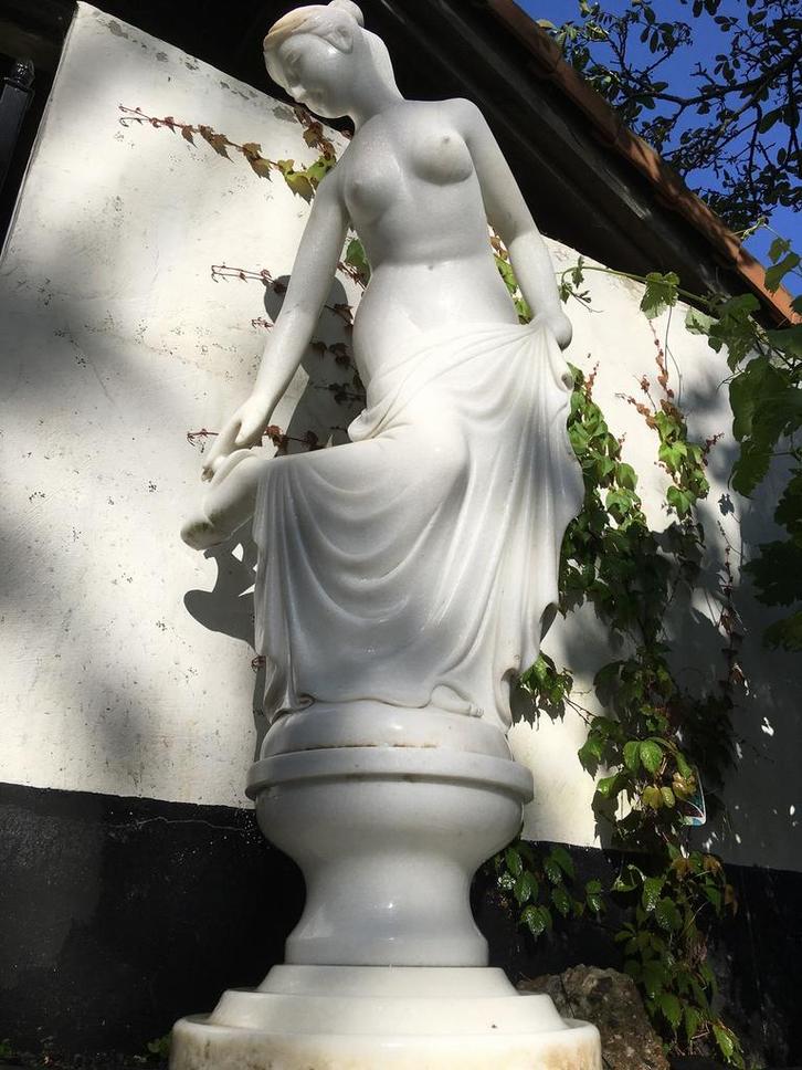 Groot marmer Tuinbeeld, Tuin en Terras, Tuinbeelden, Gebruikt, Mensenbeeld, Ophalen