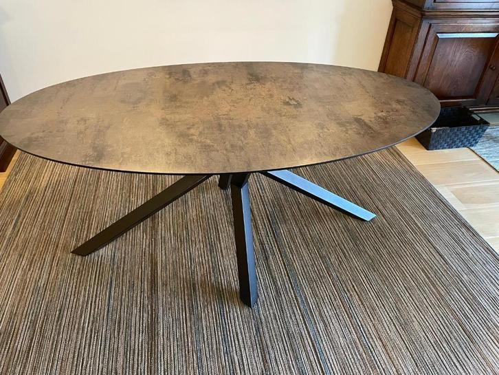 Ellipsvormige moderne eettafel (nieuwprijs >1000 Euro), Huis en Inrichting, Tafels | Eettafels, Zo goed als nieuw, 50 tot 100 cm