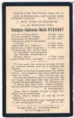 Priester. Debant Remigius. ° Vlamertinghe 1862 † Brugge 1918, Collections, Images pieuses & Faire-part, Enlèvement ou Envoi, Image pieuse