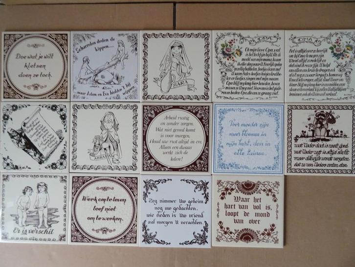 Vintage tegel met spreuk Mosa en Sphinx 19 euro per stuk, Antiek en Kunst, Curiosa en Brocante, Ophalen of Verzenden