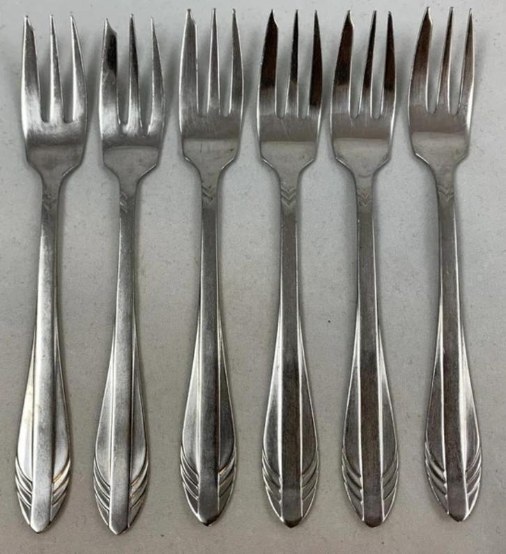 Gero Zilmeta 581 Visgraat 6x gebaksvorken 14cm bestek, Huis en Inrichting, Keuken | Bestek, Zo goed als nieuw, Verzenden
