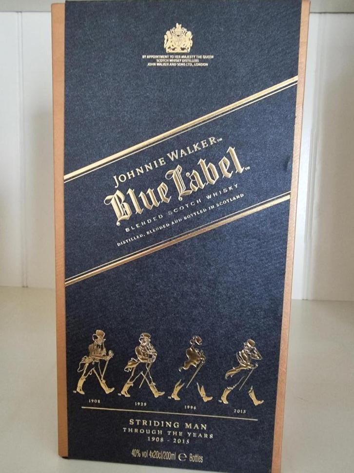 Johnnie Walker Blue Label - Striding Man Edition 4x 20cl 40%, Verzamelen, Wijnen, Nieuw, Overige typen, Overige gebieden, Vol