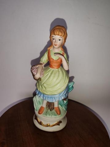 Statuette en biscuit polychrome vintage, Enlèvement ou Envoi, Comme neuf