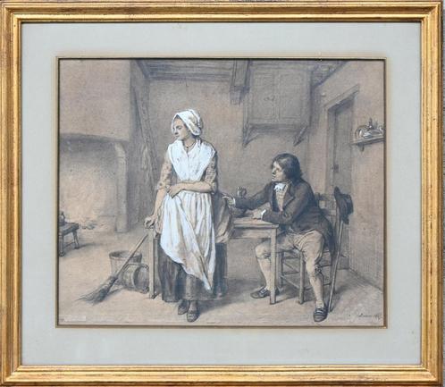 De meid - Jean Baptiste Madou, Antiek en Kunst, Kunst | Tekeningen en Fotografie, Ophalen of Verzenden