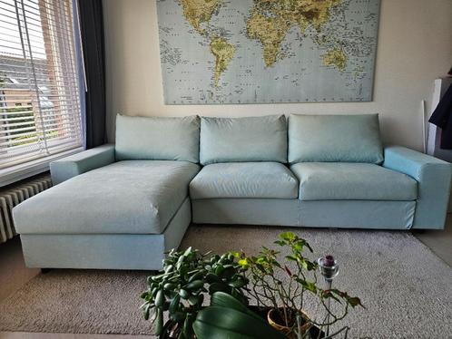 3-zitsslaapbank met chaise longue saxemara lichtblauw VIMLE, Huis en Inrichting, Zetels | Zetels en Chaises Longues, Gebruikt