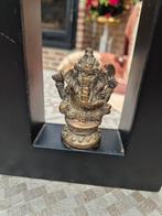 Vintage koper/messing beeld Ganesha op kader mooie decoratie, Ophalen of Verzenden, Koper