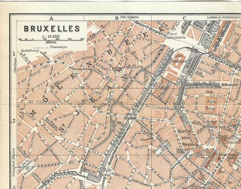 1910 - Bruxelles plan / stadsplan Brussel - met stratenlijst, Boeken, Atlassen en Landkaarten, Verzenden