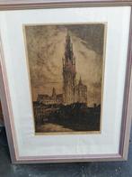 Ets: kathedraal van Antwerpen, épreuve d'artiste, Antiek en Kunst, Ophalen of Verzenden