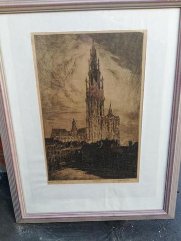 Ets: kathedraal van Antwerpen, épreuve d'artiste beschikbaar voor biedingen