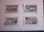 Lot x 4 gravures couleurs Japon anciennes signées, Antiquités & Art, Enlèvement ou Envoi