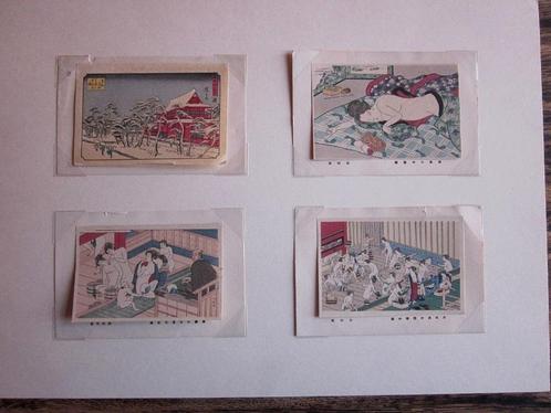 Lot x 4 gravures couleurs Japon anciennes signées, Antiquités & Art, Art | Eaux-fortes & Gravures, Enlèvement ou Envoi