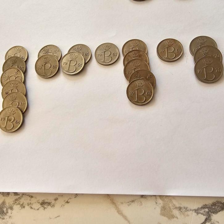 BE (1x 5Fr '50 / 5x 1Fr '51'72'73'76'80/ 41x 25C '64tot'75), Postzegels en Munten, Munten en Bankbiljetten | Verzamelingen, Ophalen of Verzenden