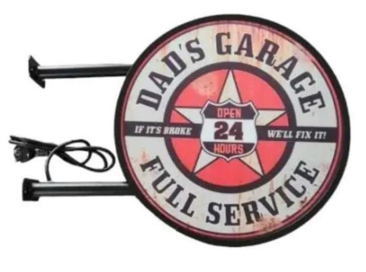 Dad's garage reclame decoratie verlichting mancave lamp kado, Verzamelen, Merken en Reclamevoorwerpen, Nieuw, Lichtbak of (neon) lamp