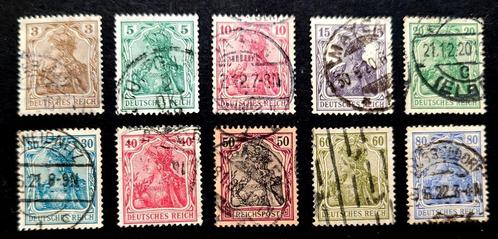 Deutsches Reich: 10X div.Germania zegels 1902-1920, Timbres & Monnaies, Timbres | Europe | Allemagne, Affranchi, Autres périodes