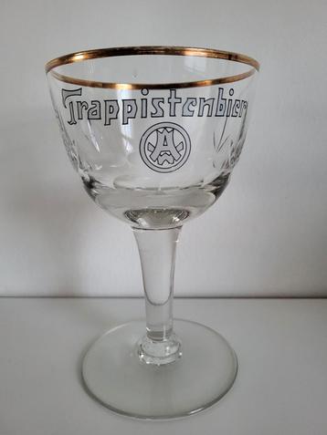 oud geslepen glas westmalle trappistenbier met gouden rand, Ophalen of Verzenden, Zo goed als nieuw, Glas of Glazen, Overige merken