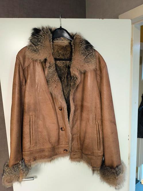 superjas met wolfsbont, Kleding | Heren, Jassen | Winter, Zo goed als nieuw, Maat 56/58 (XL), Geel, Ophalen of Verzenden