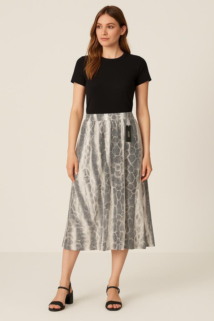 Lange Rok BPC Bonprix Collection Premium Snake Slangen print, Kleding | Dames, Rokken, Nieuw, Maat 38/40 (M), Wit, Onder de knie