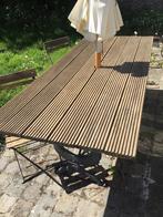 Table de jardin fonte/teak parasol  , bac a fleurs, Tuin en Terras, Terrasdelen en Vlonders, Ophalen, Gebruikt