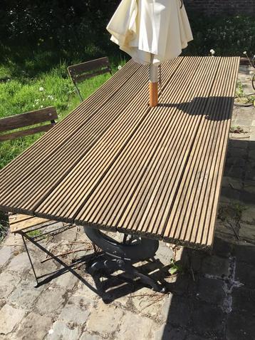 Tuintafel smeedijzer en fretbakken, Enlèvement, Utilisé