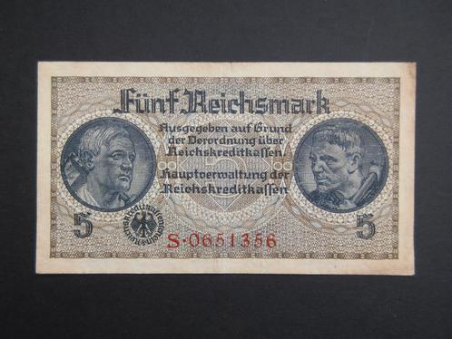 5 Reichsmark 1940 Duitsland (Bezette Gebieden) p-R138a, Postzegels en Munten, Bankbiljetten | Europa | Niet-Eurobiljetten, Los biljet